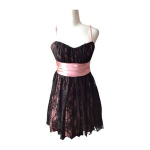 Sweet Storm Black and Pink Lace Dress